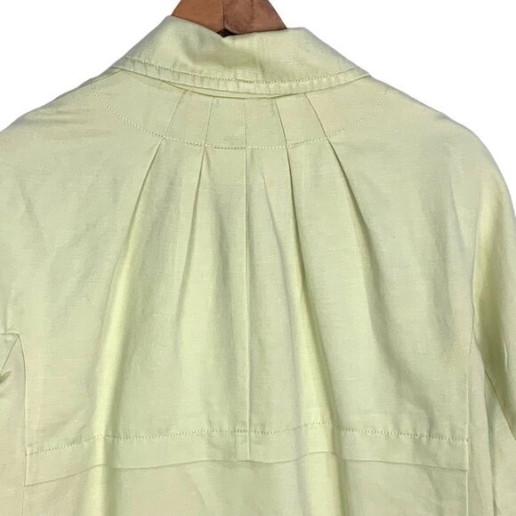 J. Jill Button Trench Jacket Linen Blend Long Sleeve Button Front PS Lime Green - Picture 5 of 12